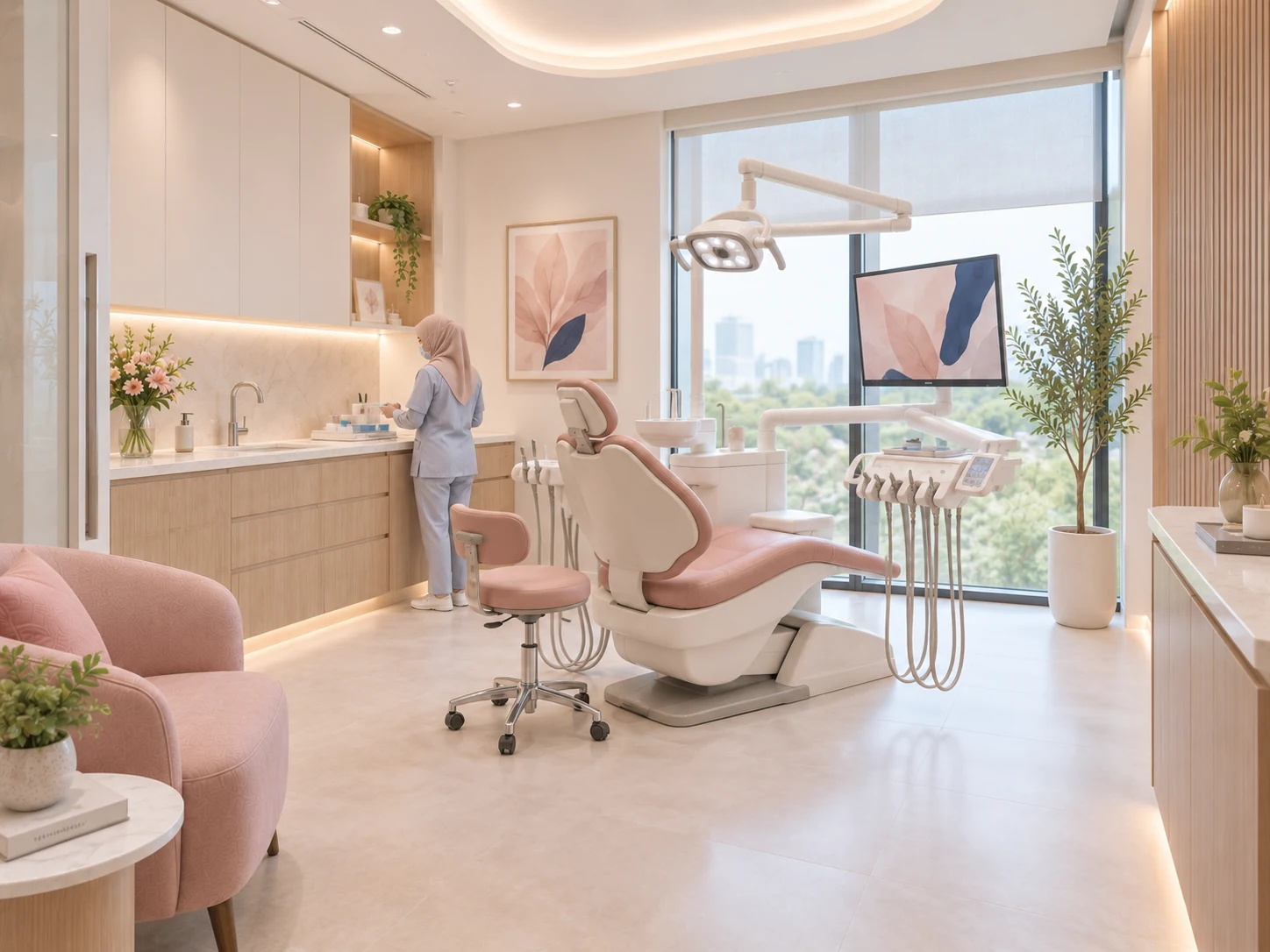 Bilik rawatan Aurea Dental yang terang dan teratur